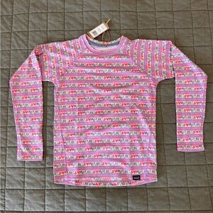 Patagonia Girls' Heart-Print Long Sleeve crew Capeline mid weight medium 10yr